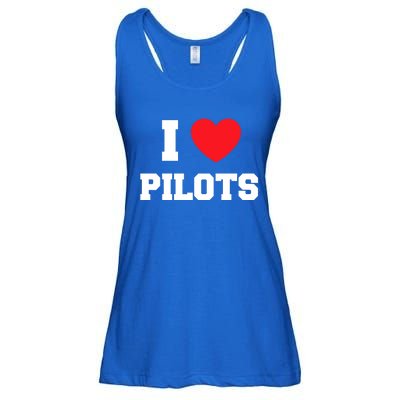 I Love Pilots Cute Gift Ladies Essential Flowy Tank