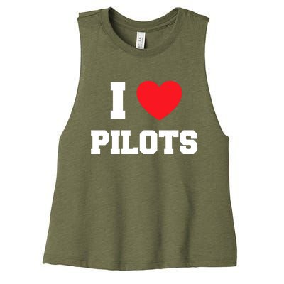 I Love Pilots Cute Gift Women's Racerback Cropped Tank