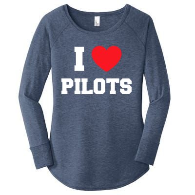 I Love Pilots Cute Gift Women's Perfect Tri Tunic Long Sleeve Shirt