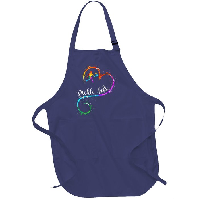 I Love Pickleball Watercolors Funny Pickleball Girl Player Full-Length Apron With Pockets