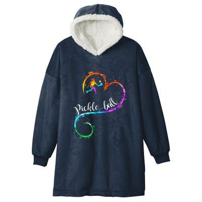 I Love Pickleball Watercolors Funny Pickleball Girl Player Hooded Wearable Blanket