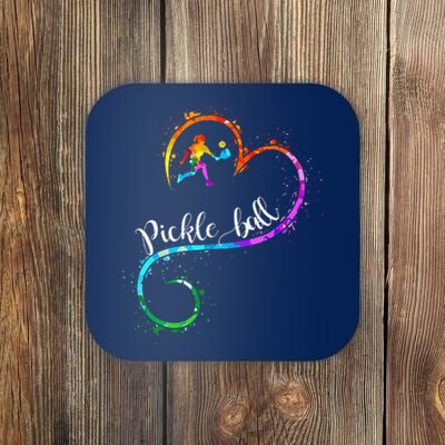 I Love Pickleball Watercolors Funny Pickleball Girl Player Coaster