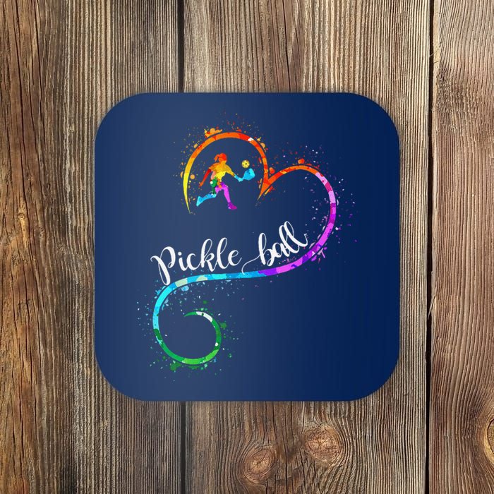 I Love Pickleball Watercolors Funny Pickleball Girl Player Coaster