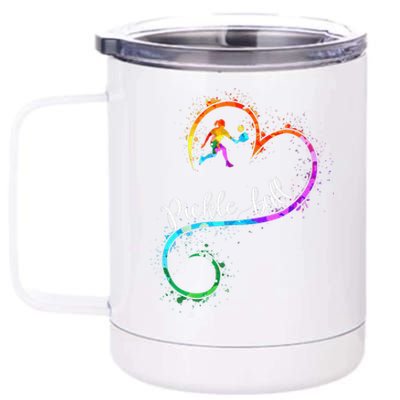 I Love Pickleball Watercolors Funny Pickleball Girl Player 12 oz Stainless Steel Tumbler Cup