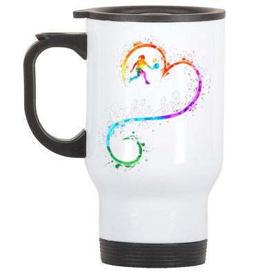 I Love Pickleball Watercolors Funny Pickleball Girl Player Stainless Steel Travel Mug