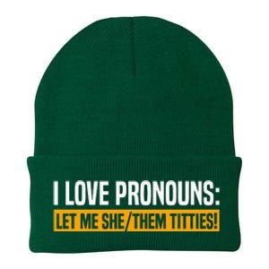 I Love Pronouns Let Me She Them Titties Knit Cap Winter Beanie