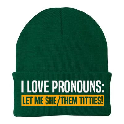 I Love Pronouns Let Me She Them Titties Knit Cap Winter Beanie