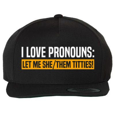 I Love Pronouns Let Me She Them Titties Wool Snapback Cap