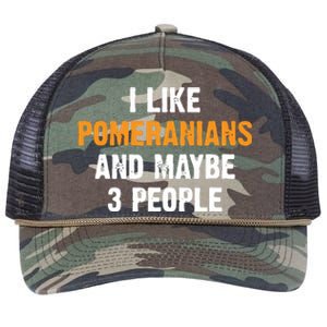 I Like Pomeranians And Maybe 3 People Dog Owner Pomeranian Retro Rope Trucker Hat Cap