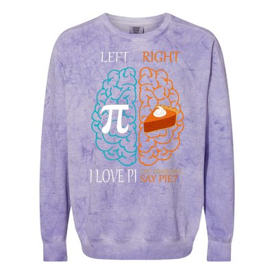 I Love Pi Did Someone Say Pie Brain Left Right Colorblast Crewneck Sweatshirt