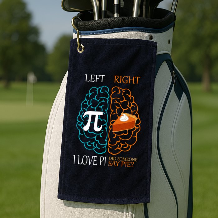 I Love Pi Did Someone Say Pie Brain Left Right Golf Towel
