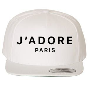 I Love Paris Jadore Paris White Graphic Wool Snapback Cap