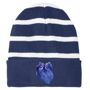 I Love Pomeranians Purple Pom Dog Striped Beanie with Solid Band