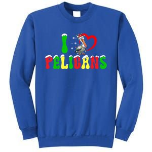 I Love Pelicans Funny Christmas Santa Hat Lights Snowflakes Cool Gift Sweatshirt