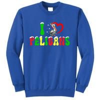 I Love Pelicans Funny Christmas Santa Hat Lights Snowflakes Cool Gift Sweatshirt