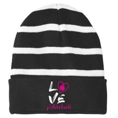 I Love Pickleball Funny Pickle Ball Tee for Player shirt Striped Beanie with Solid Band