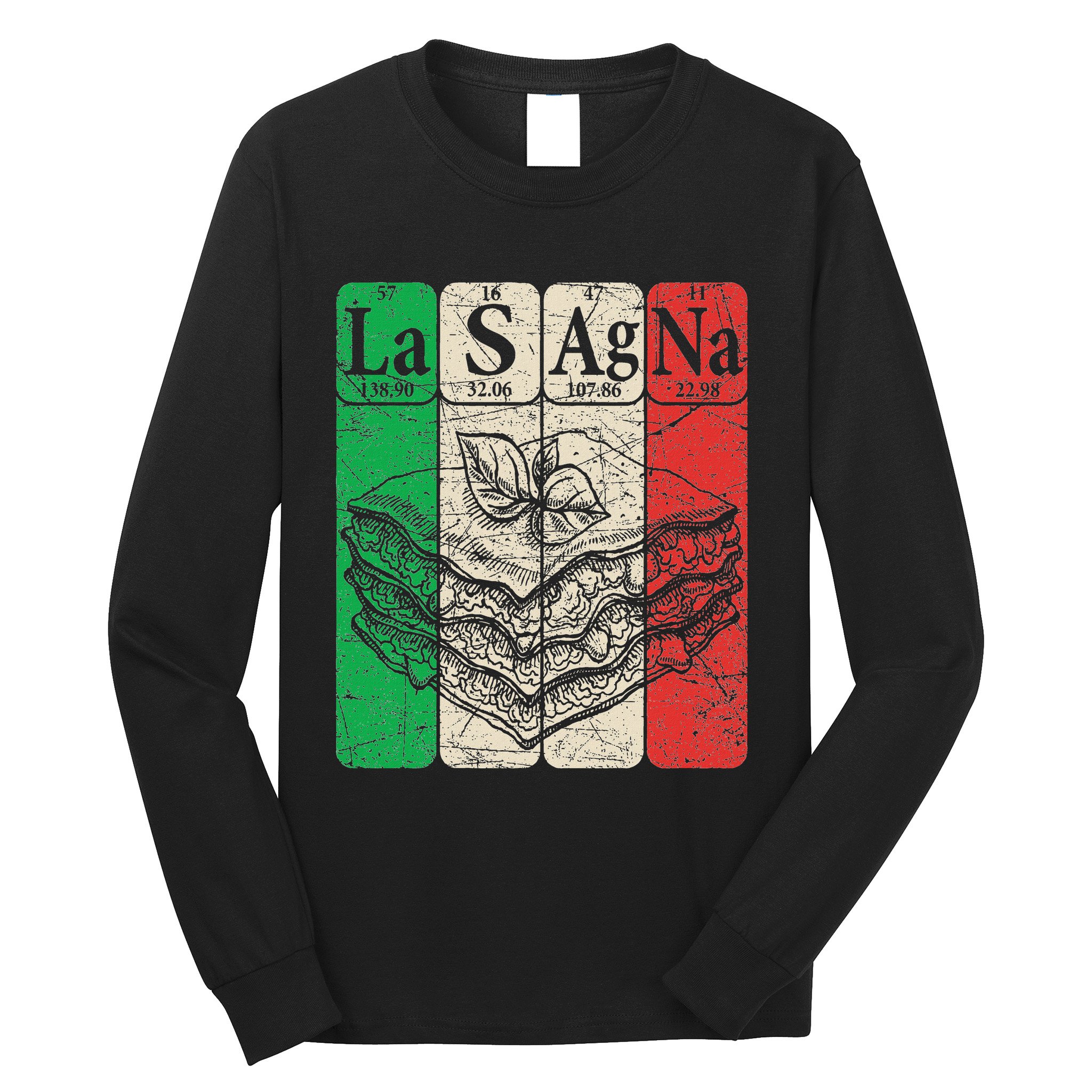 Italian Lasagna Periodic Table Elements Italian Flag Lasagna Long Sleeve Shirt