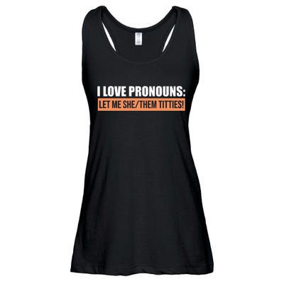 I Love Pronouns Let Me She Them Titties Ladies Essential Flowy Tank