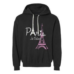 I Love Paris Eiffel Tower France French Souvenir Garment-Dyed Fleece Hoodie