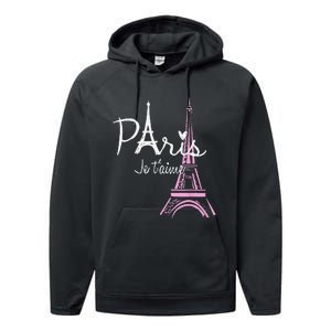 I Love Paris Eiffel Tower France French Souvenir Performance Fleece Hoodie