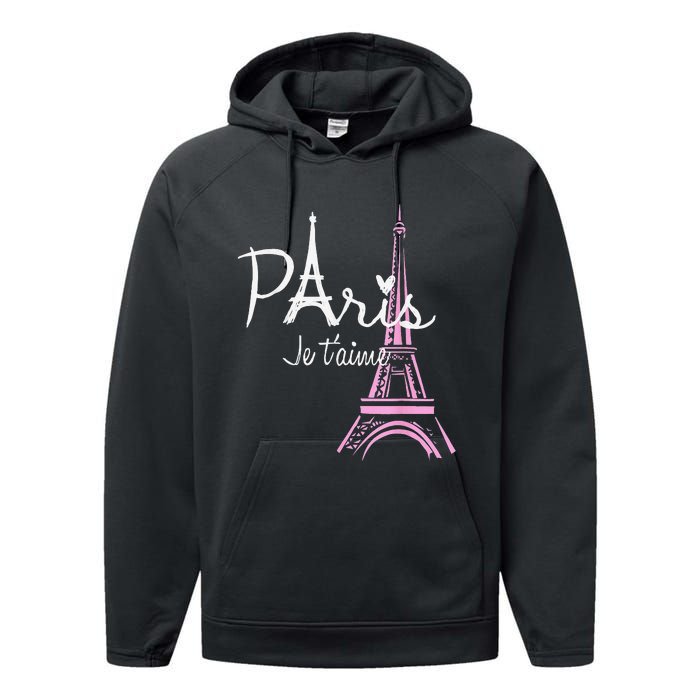 I Love Paris Eiffel Tower France French Souvenir Performance Fleece Hoodie