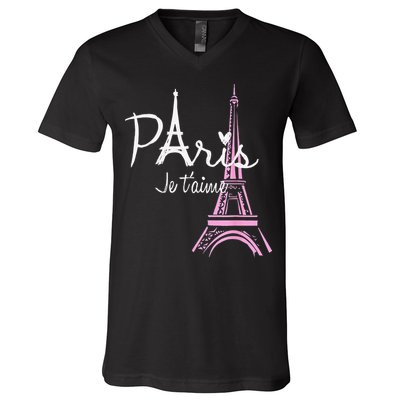 I Love Paris Eiffel Tower France French Souvenir V-Neck T-Shirt