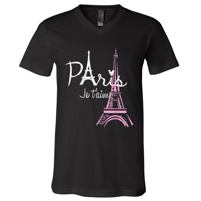 I Love Paris Eiffel Tower France French Souvenir V-Neck T-Shirt