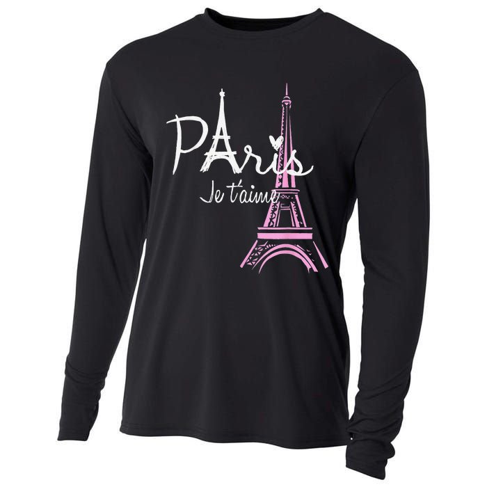 I Love Paris Eiffel Tower France French Souvenir Cooling Performance Long Sleeve Crew