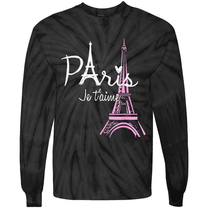 I Love Paris Eiffel Tower France French Souvenir Tie-Dye Long Sleeve Shirt