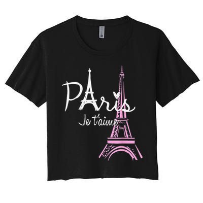 I Love Paris Eiffel Tower France French Souvenir Crop Top