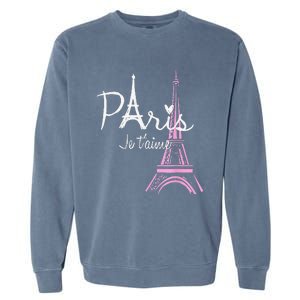 I Love Paris Eiffel Tower France French Souvenir Garment-Dyed Sweatshirt