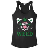 I Love Pussy And Weed Funny Cat Lovers And Pot Smokers Weed Ladies PosiCharge Competitor Racerback Tank