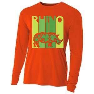 Irish Lucky Rhino Animal St Patrick's Day Cooling Performance Long Sleeve Crew