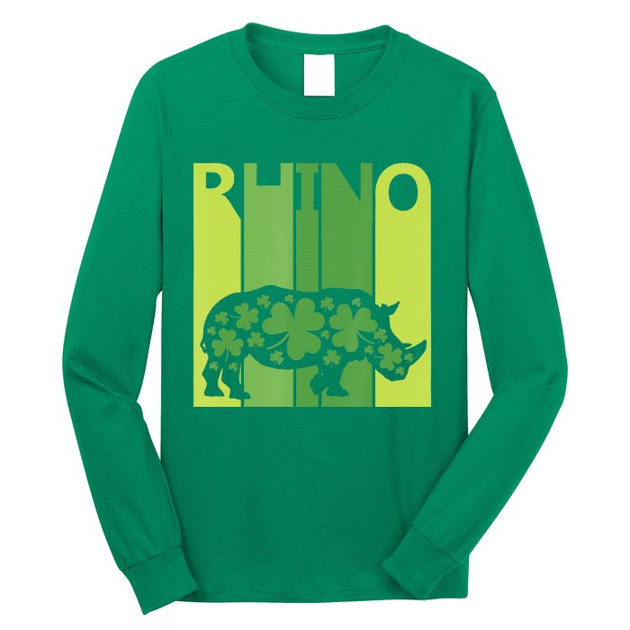 Irish Lucky Rhino Animal St Patrick's Day Long Sleeve Shirt