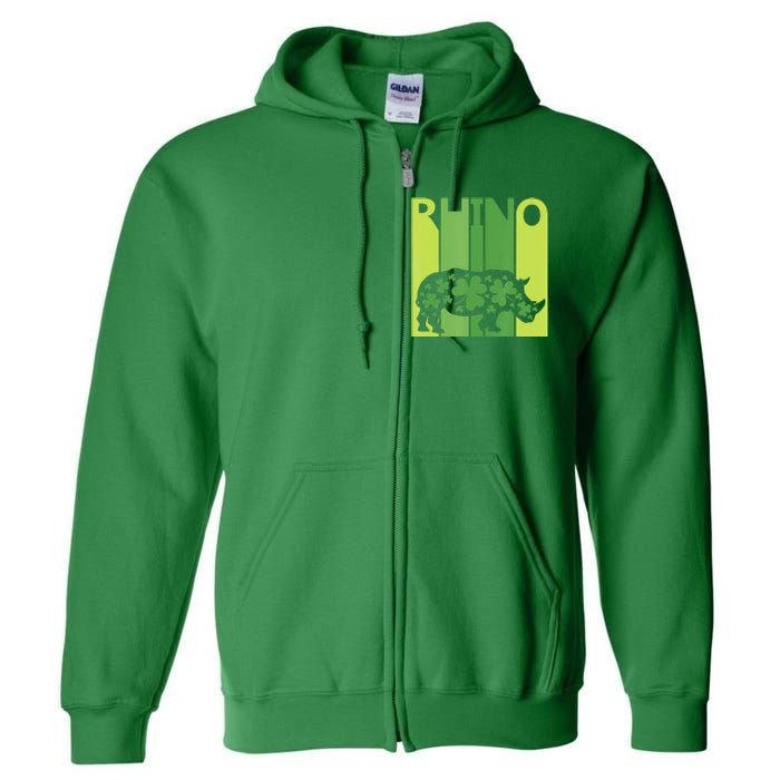 Irish Lucky Rhino Animal St Patrick's Day Full Zip Hoodie