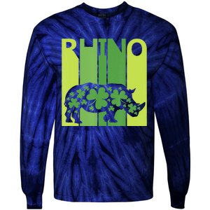 Irish Lucky Rhino Animal St Patrick's Day Tie-Dye Long Sleeve Shirt