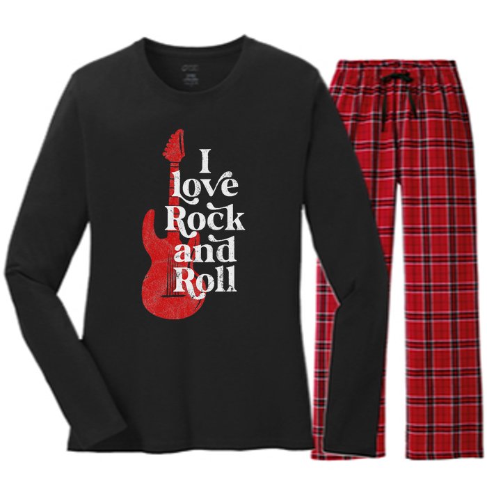 I Love Rock And Roll Women's Long Sleeve Flannel Pajama Set 