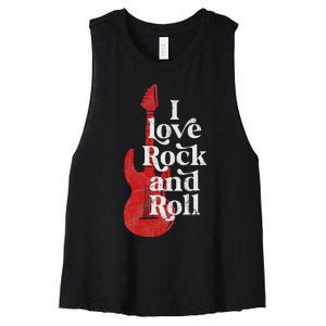 I Love Rock And Roll Women's Racerback Cropped Tank