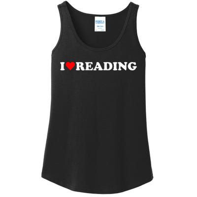 I Love Reading Cute Red Heart Books Lover Ladies Essential Tank