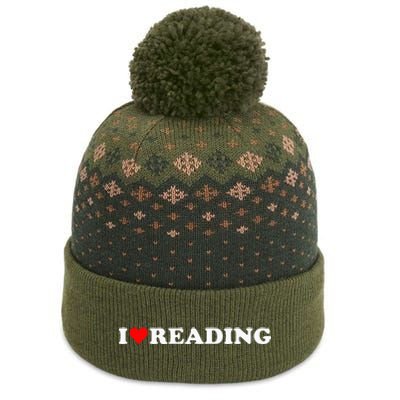 I Love Reading Cute Red Heart Books Lover The Baniff Cuffed Pom Beanie