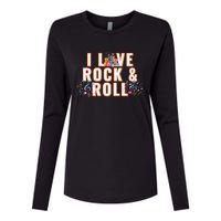 I Love Rock & Roll Music Musical Instrument Retro Vintage Womens Cotton Relaxed Long Sleeve T-Shirt