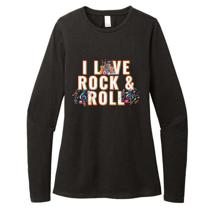 I Love Rock & Roll Music Musical Instrument Retro Vintage Womens CVC Long Sleeve Shirt