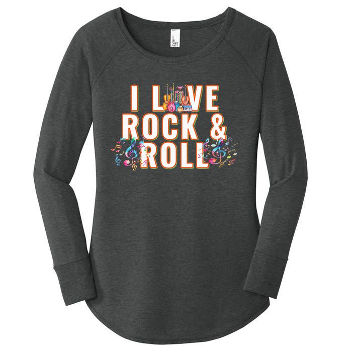 I Love Rock & Roll Music Musical Instrument Retro Vintage Women's Perfect Tri Tunic Long Sleeve Shirt