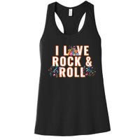 I Love Rock & Roll Music Musical Instrument Retro Vintage Women's Racerback Tank