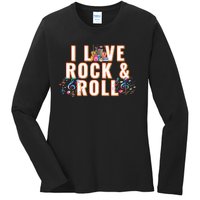 I Love Rock & Roll Music Musical Instrument Retro Vintage Ladies Long Sleeve Shirt