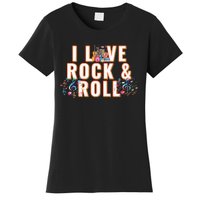 I Love Rock & Roll Music Musical Instrument Retro Vintage Women's T-Shirt