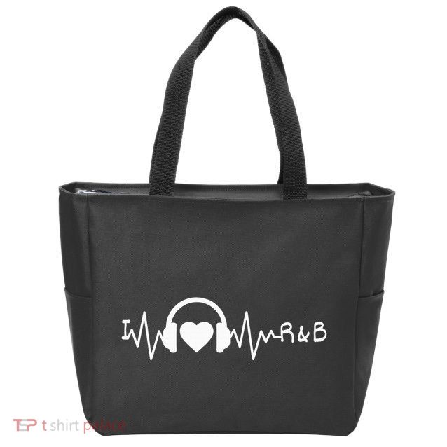 I Love R&B Heartbeat Rhythm And Blues Music 90S Rnb Zip Tote Bag