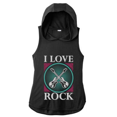 I Love Rock Ladies PosiCharge Tri-Blend Wicking Draft Hoodie Tank