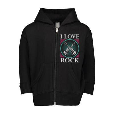 I Love Rock Toddler Zip Fleece Hoodie