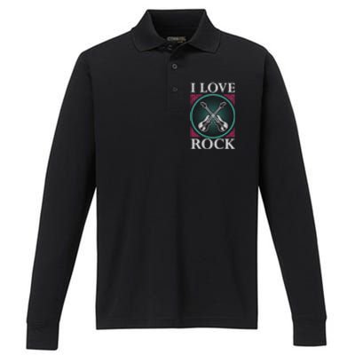 I Love Rock Performance Long Sleeve Polo